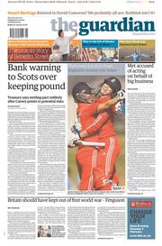 The Guardian () Newspaper Front Page for 30 January 2014