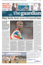 The Guardian () Newspaper Front Page for 30 January 2017