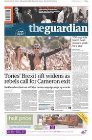 The Guardian () Newspaper Front Page for 30 May 2016