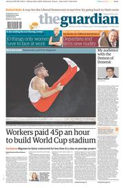 The Guardian () Newspaper Front Page for 30 July 2014