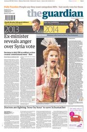 The Guardian () Newspaper Front Page for 31 December 2013