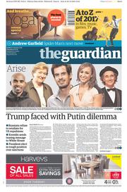 The Guardian () Newspaper Front Page for 31 December 2016