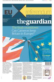 The Guardian () Newspaper Front Page for 31 May 2016