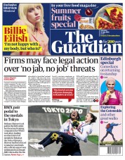 The Guardian () Newspaper Front Page for 31 July 2021