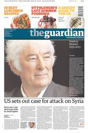 The Guardian () Newspaper Front Page for 31 August 2013