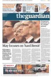 The Guardian () Newspaper Front Page for 3 October 2016