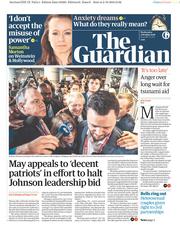 The Guardian () Newspaper Front Page for 3 October 2018