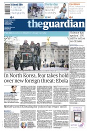 The Guardian () Newspaper Front Page for 3 November 2014