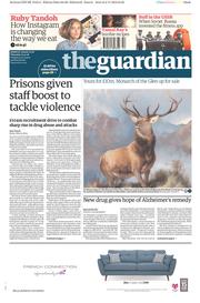 The Guardian () Newspaper Front Page for 3 November 2016