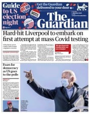 The Guardian () Newspaper Front Page for 3 November 2020
