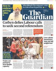 The Guardian () Newspaper Front Page for 3 January 2019