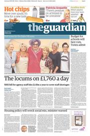 The Guardian () Newspaper Front Page for 3 February 2015