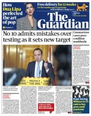 The Guardian () Newspaper Front Page for 3 April 2020