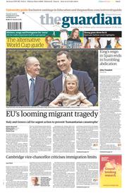 The Guardian () Newspaper Front Page for 3 June 2014