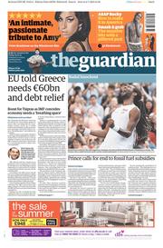 The Guardian () Newspaper Front Page for 3 July 2015