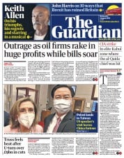 The Guardian () Newspaper Front Page for 3 August 2022
