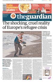 The Guardian () Newspaper Front Page for 3 September 2015