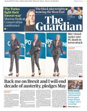 The Guardian () Newspaper Front Page for 4 October 2018