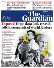 The Guardian () Newspaper Front Page for 4 October 2021