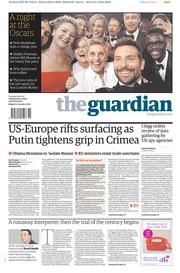 The Guardian () Newspaper Front Page for 4 March 2014