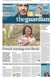 The Guardian () Newspaper Front Page for 4 March 2016