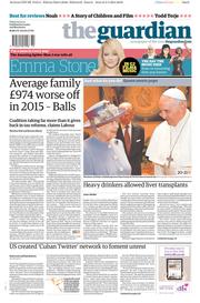 The Guardian () Newspaper Front Page for 4 April 2014