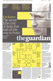 The Guardian () Newspaper Front Page for 4 April 2016