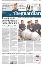 The Guardian () Newspaper Front Page for 4 September 2017