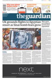 The Guardian () Newspaper Front Page for 5 November 2015