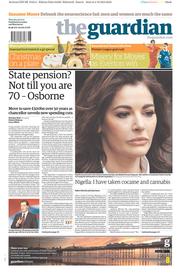 The Guardian () Newspaper Front Page for 5 December 2013