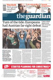 The Guardian () Newspaper Front Page for 5 December 2016