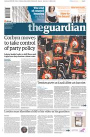 The Guardian () Newspaper Front Page for 5 January 2016
