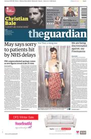 The Guardian () Newspaper Front Page for 5 January 2018