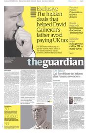 The Guardian () Newspaper Front Page for 5 April 2016
