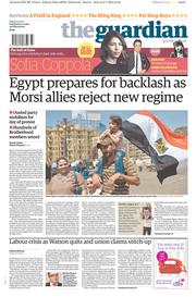 The Guardian () Newspaper Front Page for 5 July 2013