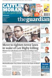The Guardian () Newspaper Front Page for 5 July 2014