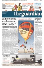 The Guardian () Newspaper Front Page for 5 August 2015