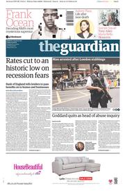 The Guardian () Newspaper Front Page for 5 August 2016