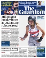 The Guardian () Newspaper Front Page for 5 August 2021