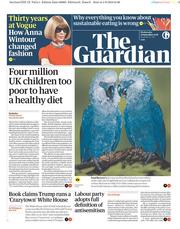 The Guardian () Newspaper Front Page for 5 September 2018