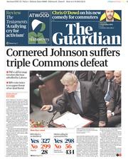 The Guardian () Newspaper Front Page for 5 September 2019