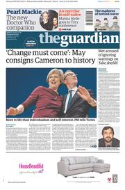 The Guardian () Newspaper Front Page for 6 October 2016