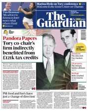 The Guardian () Newspaper Front Page for 6 October 2021