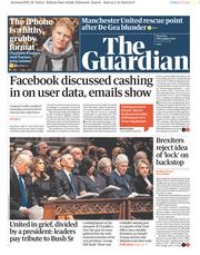 The Guardian () Newspaper Front Page for 6 December 2018