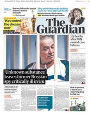 The Guardian () Newspaper Front Page for 6 March 2018