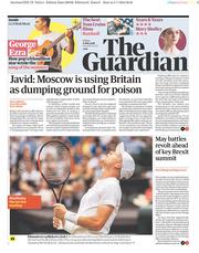 The Guardian () Newspaper Front Page for 6 July 2018