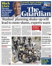 The Guardian () Newspaper Front Page for 6 August 2020