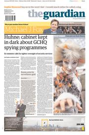 The Guardian () Newspaper Front Page for 7 October 2013