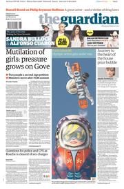 The Guardian () Newspaper Front Page for 7 February 2014