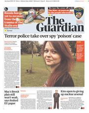 The Guardian () Newspaper Front Page for 7 March 2018